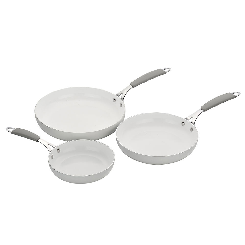 Smartpan 3pieces White Full size Multi Section Ovum Non Stick Ceramic No Oil Sartagines