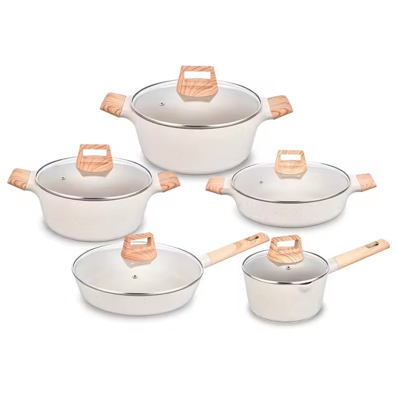 Princeps Grade Cookware Set Custom Non Stick Die iactantes Colorem album Nonstick Soup Stock Coquendo ollam