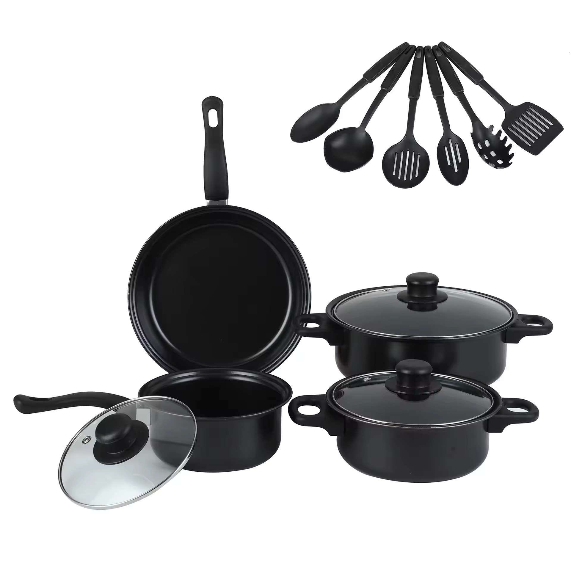 Culina elutoria tutum Aluminium ollis coquendis et Nonstick Panis Cookware Sets cum Vitro Lid
