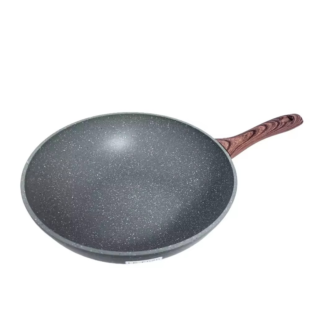 Custom Size Aluminium Chinese Kitchen Cooking Wok Pan With Lid