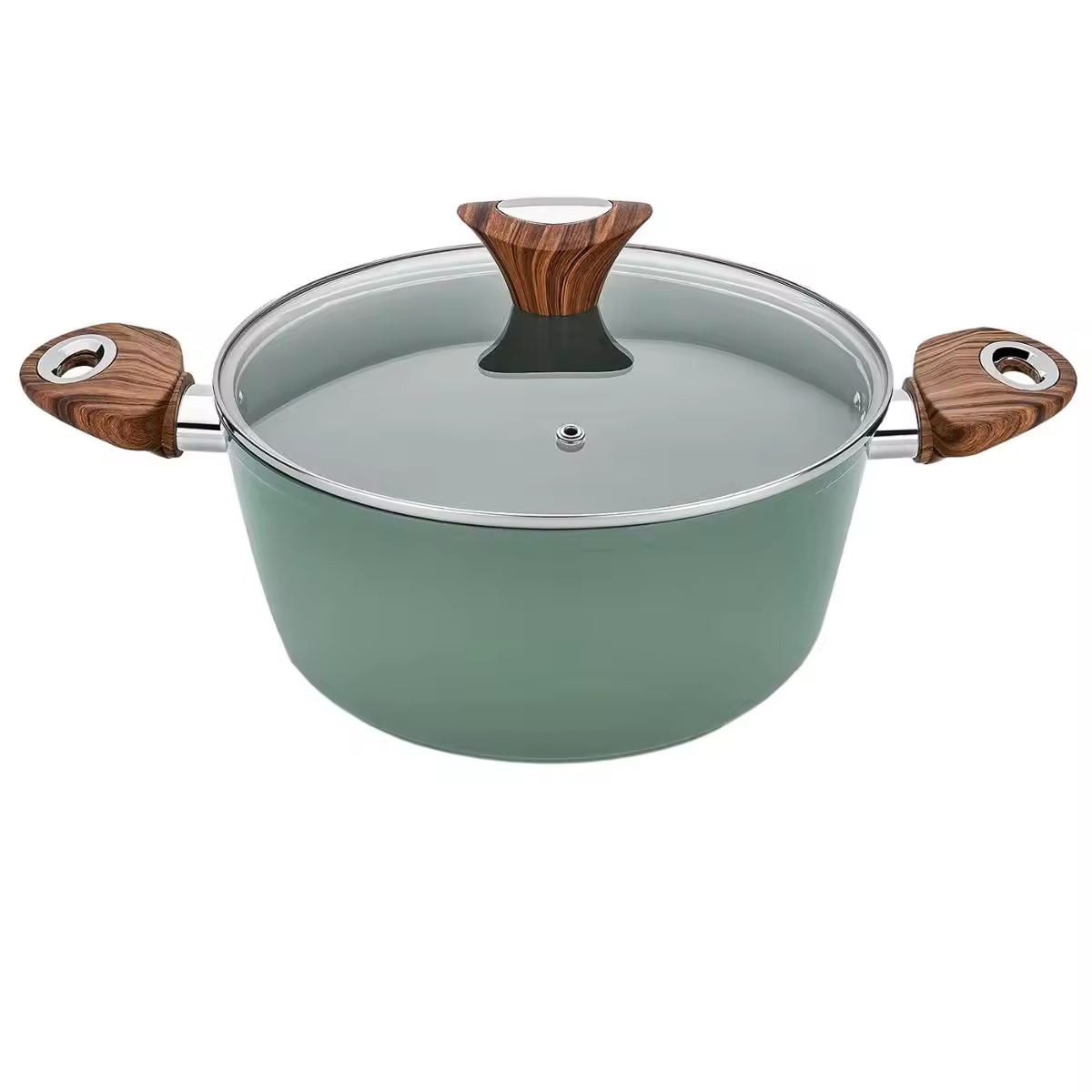 Kitchenware eco nativus logo duos tractatos aluminium casseroles ollam cum operculis vitreis